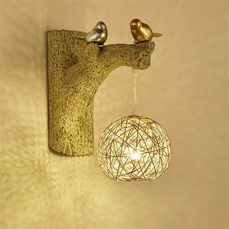 Applique Murale en Rotin Oiseau
