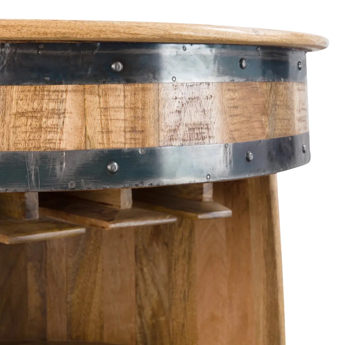 Bar Tonneau en Bois de Manguier et Métal - Style Industriel