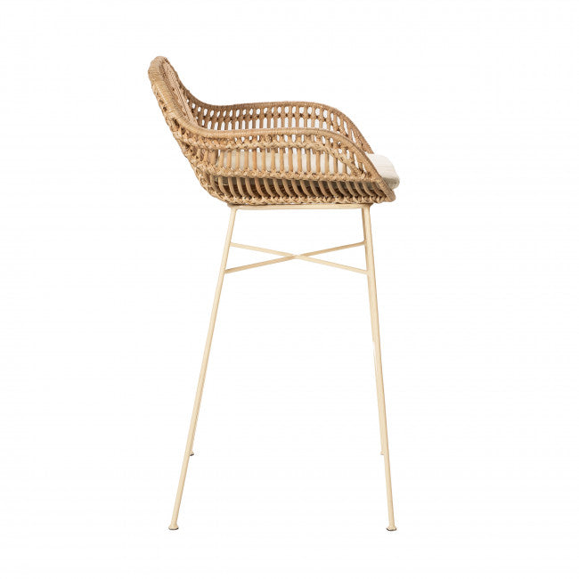 Lot de 2 Tabourets de Bar en Rotin - Pieds Beiges