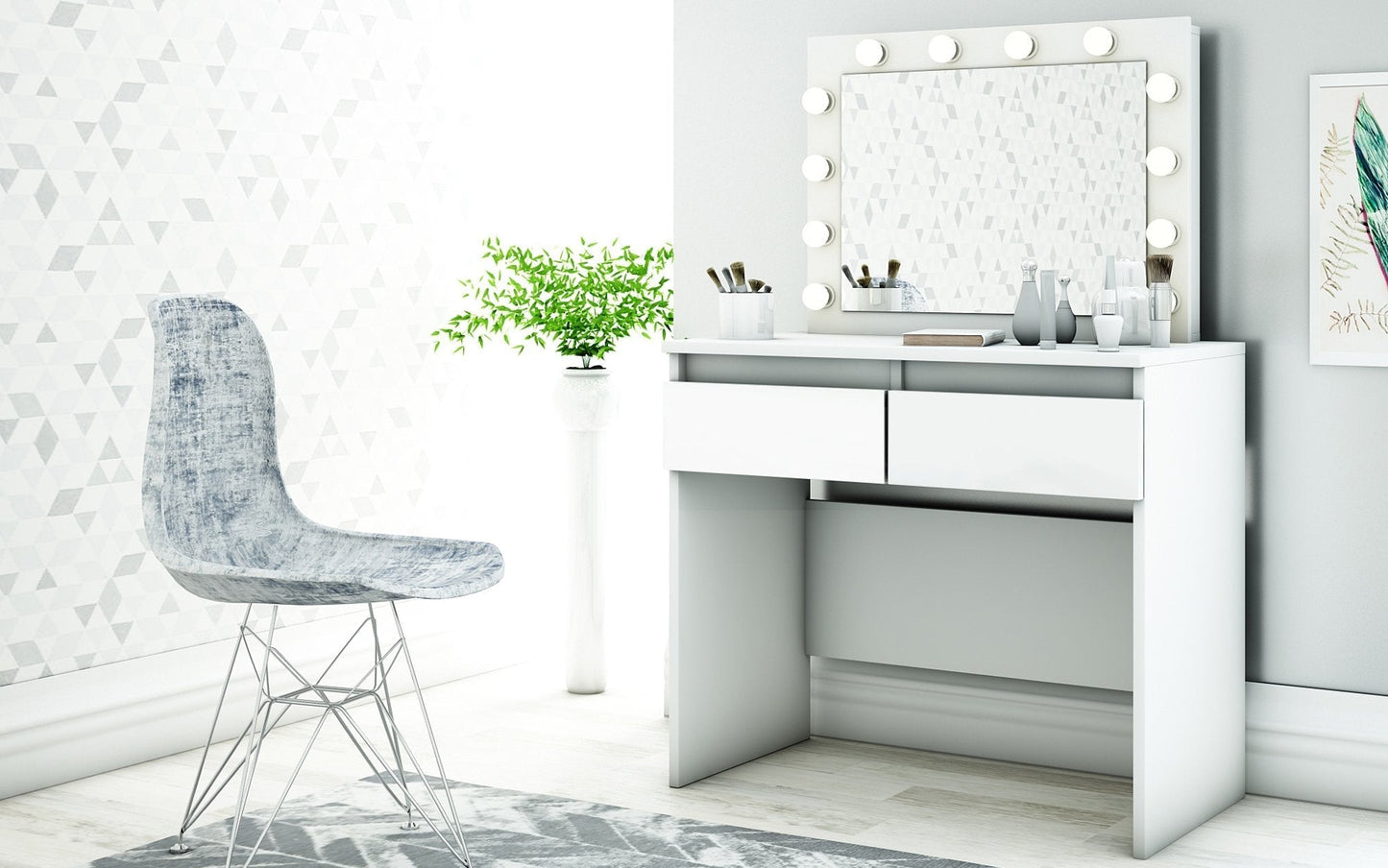 Coiffeuse Beauty / table de maquillage (incl. miroir et ampoules)
