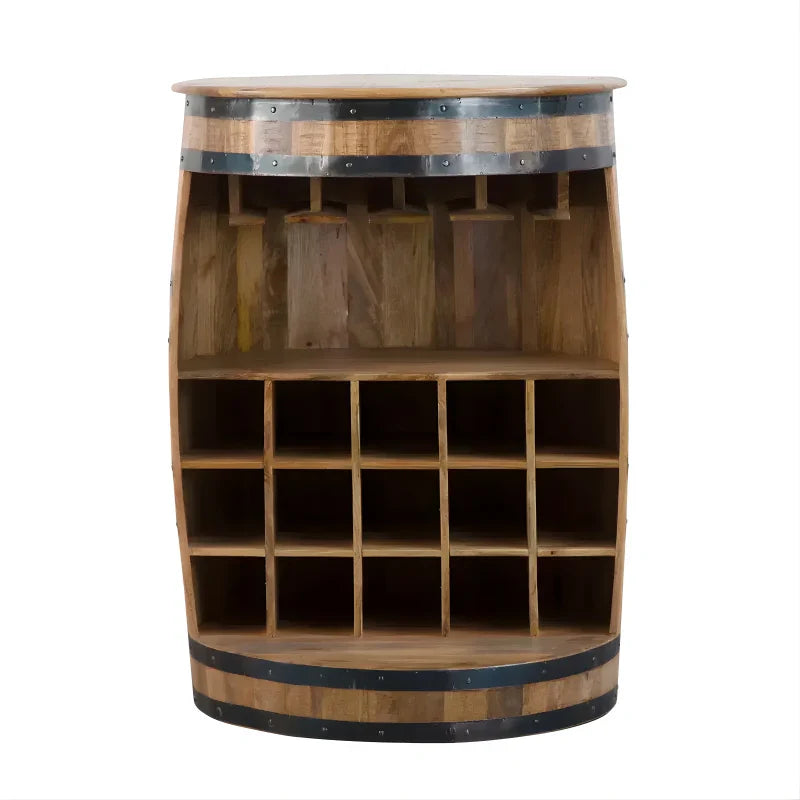Bar Tonneau en Bois de Manguier et Métal - Style Industriel