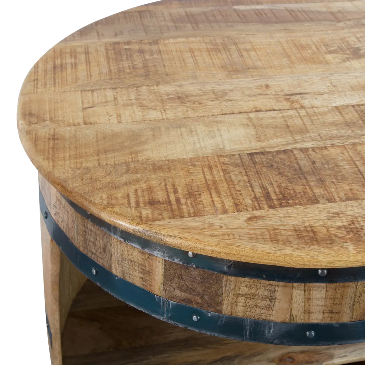 Bar Tonneau en Bois de Manguier et Métal - Style Industriel