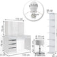 Coiffeuse Blanc - 4 Pièces avec Grande Étagère de Rangement
