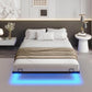 Cadre de Lit Flottant en Métal avec Lumières LED