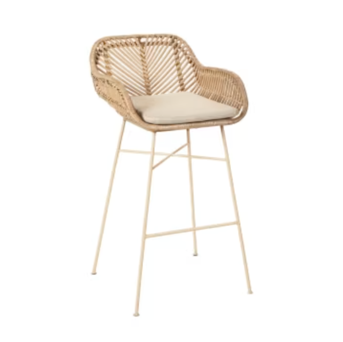 Lot de 2 Tabourets de Bar en Rotin