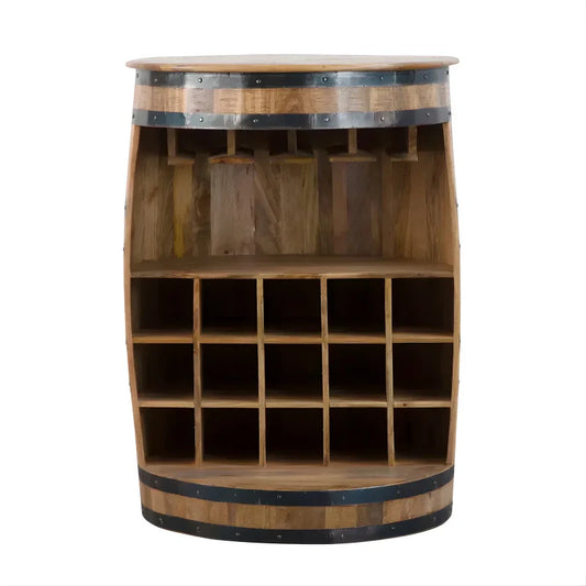 Bar Tonneau en Bois de Manguier et Métal - Style Industriel