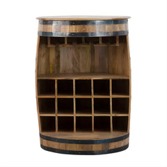 Bar Tonneau en Bois de Manguier et Métal - Style Industriel