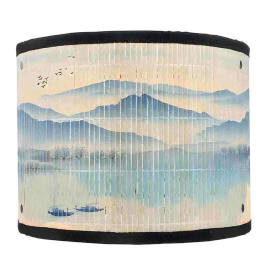 Abat-Jour Bambou Paysage Peint